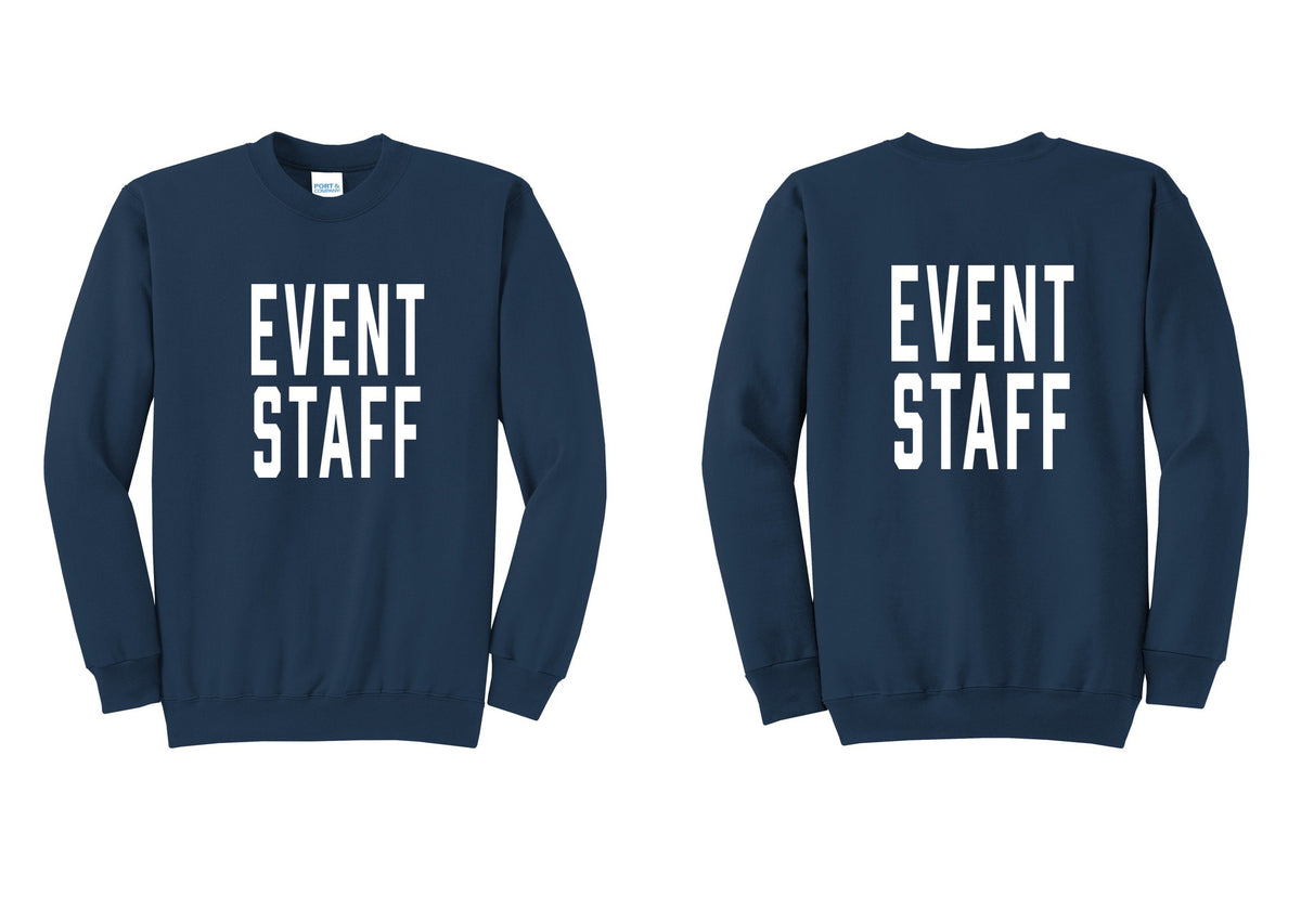 NYC Factory Event Staff Cotton Fleece Crewneck Sweatshirt (Classic) - Front + Back - Navy