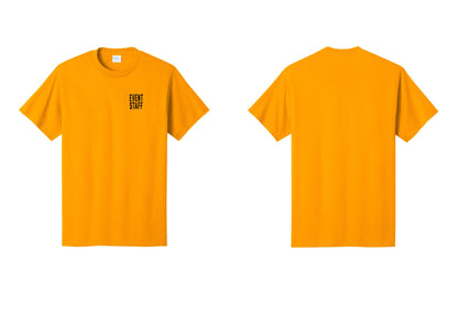 NYC Factory Event Staff T-Shirt, Condensed Lettering - Chest Only - Gold