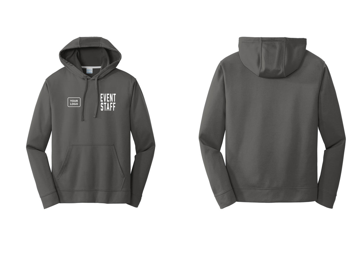 NYC Factory Custom Logo Event Staff Performance Hooded Fleece Pullover Sweatshirt (Classic) - EVENT STAFF + Your Logo - Charcoal