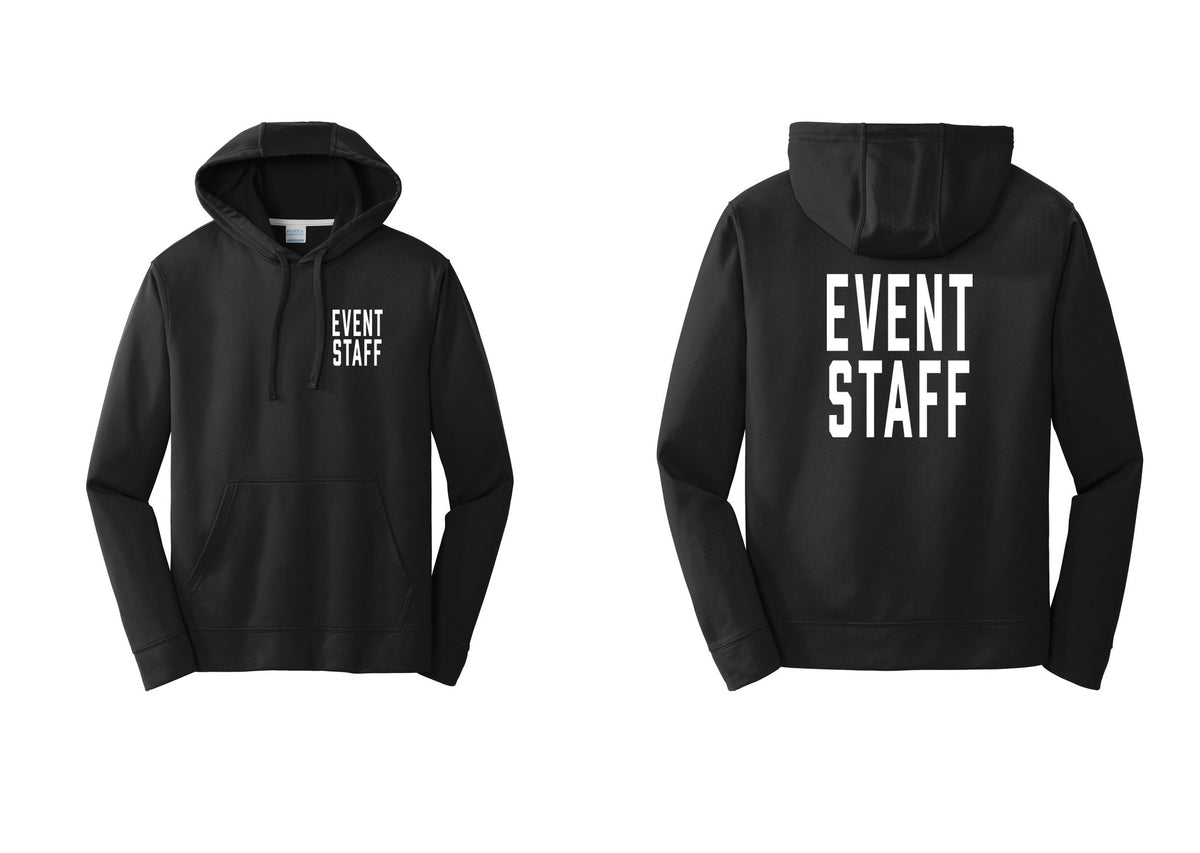 NYC Factory Event Staff Performance Hooded Fleece Pullover Sweatshirt (Classic) - Chest + Back - Black