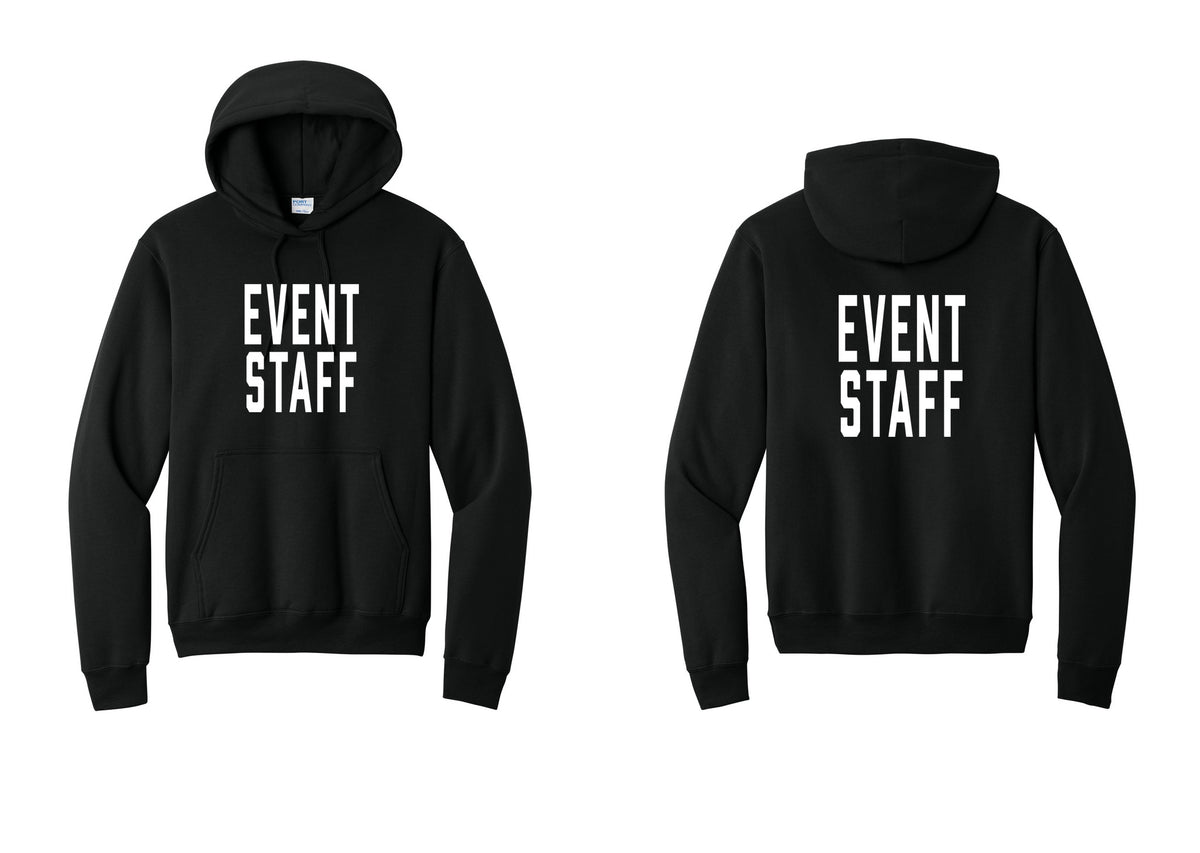 NYC Factory Event Staff Cotton Fleece Pullover Hoodie (Classic) - Front + Back - Black