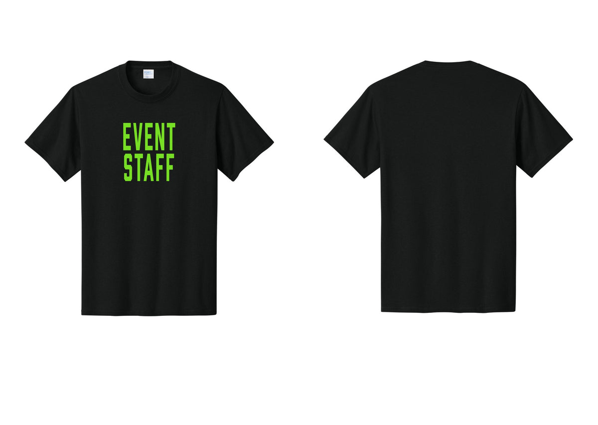 NYC Factory Event Staff T-Shirt, Condensed Lettering - Front Only - Black / Neon
