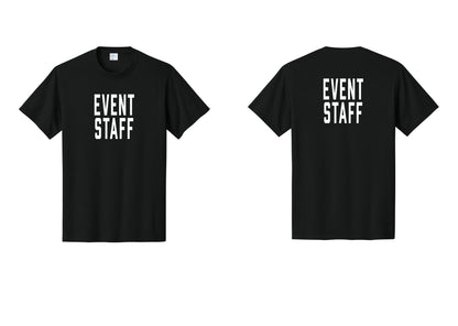 NYC Factory Event Staff T-Shirt, Condensed Lettering - Front + Back - Black