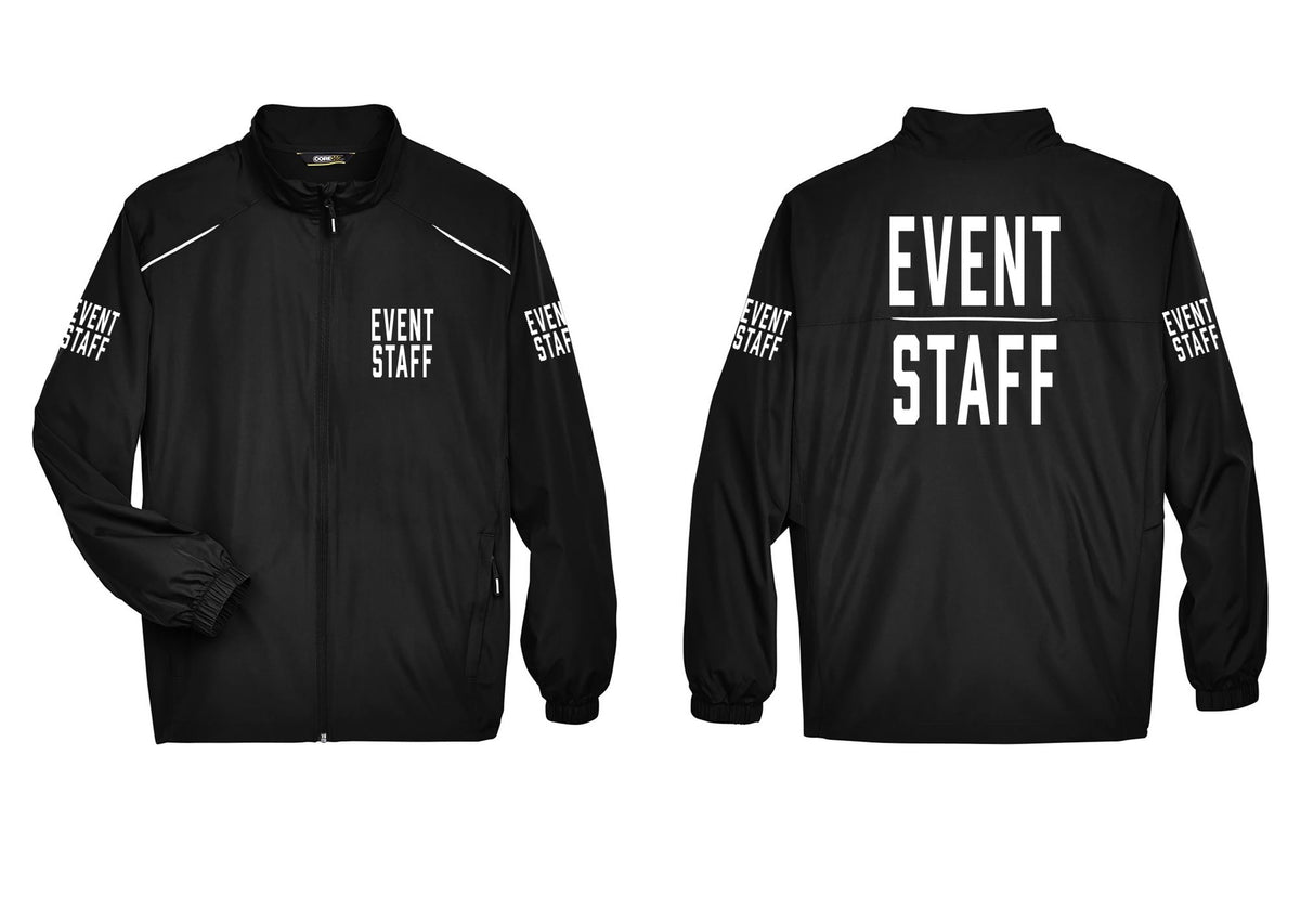 NYC Factory Event Staff Reflective Lightweight Jacket (Classic) - Chest + Back + Event Staff Sleeves - Black