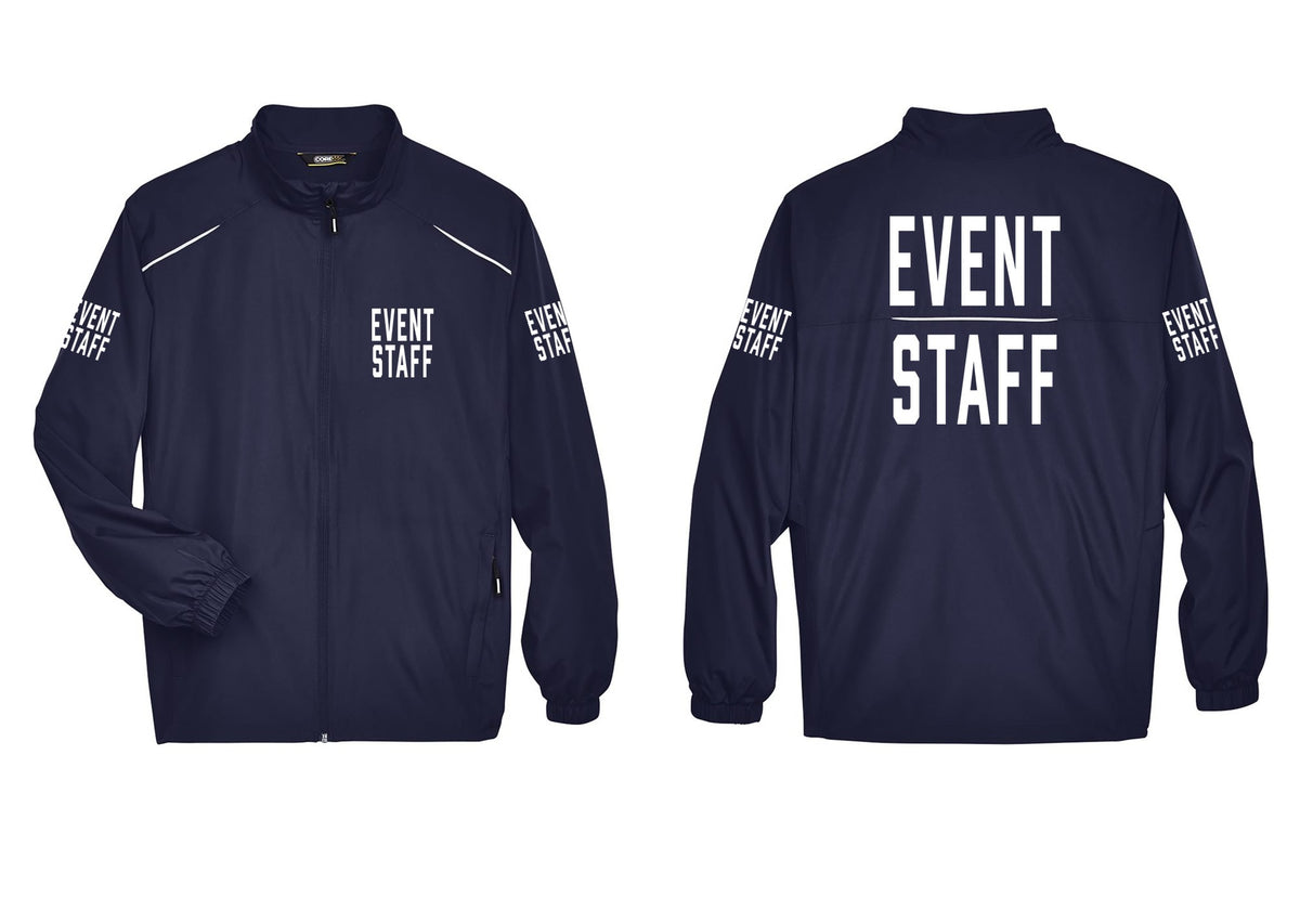 NYC Factory Event Staff Reflective Lightweight Jacket (Classic) - Chest + Back + Event Staff Sleeves - Classic Navy