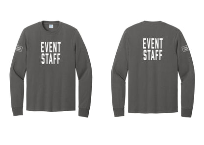 NYC Factory Custom Logo Event Staff Cotton Long Sleeve T-Shirt (Classic) - Front + Back + Your Logo Sleeve - Charcoal