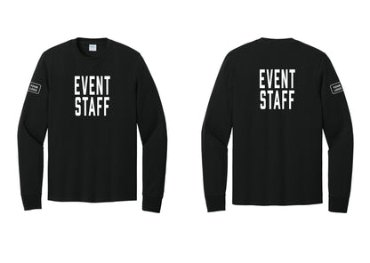 NYC Factory Custom Logo Event Staff Cotton Long Sleeve T-Shirt (Classic) - Front + Back + Your Logo Sleeve - Black