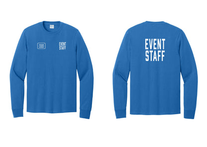 NYC Factory Custom Logo Event Staff Cotton Long Sleeve T-Shirt (Classic) - EVENT STAFF + Your Logo + Back - Royal