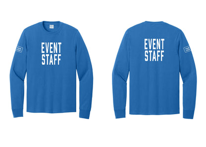 NYC Factory Custom Logo Event Staff Cotton Long Sleeve T-Shirt (Classic) - Front + Back + Your Logo Sleeve - Royal