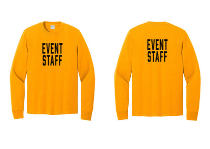 NYC Factory Event Staff Cotton Long Sleeve T-Shirt (Classic) - Front + Back - Gold