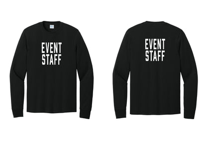 NYC Factory Event Staff Cotton Long Sleeve T-Shirt (Classic) - Front + Back - Black