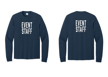 NYC Factory Event Staff Cotton Long Sleeve T-Shirt (Classic) - Front + Back - Navy