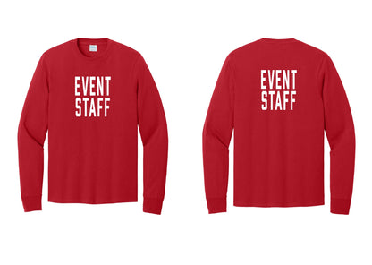 NYC Factory Event Staff Cotton Long Sleeve T-Shirt (Classic) - Front + Back - Red