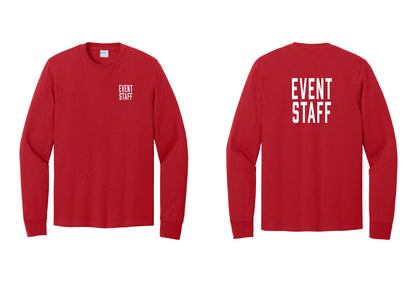NYC Factory Event Staff Cotton Long Sleeve T-Shirt (Classic) - Chest + Back - Red