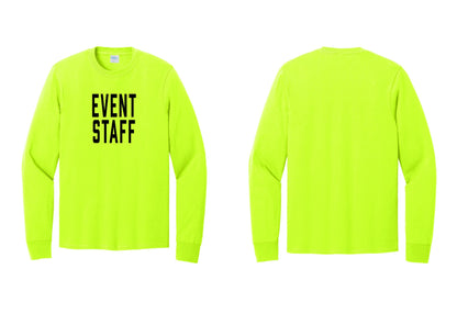 NYC Factory Event Staff Cotton Long Sleeve T-Shirt (Classic) - Front Only - Safety Green