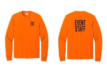 NYC Factory Event Staff Cotton Long Sleeve T-Shirt (Classic) - Chest + Back - Safety Orange