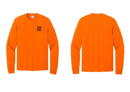NYC Factory Event Staff Cotton Long Sleeve T-Shirt (Classic) - Chest Only - Safety Orange
