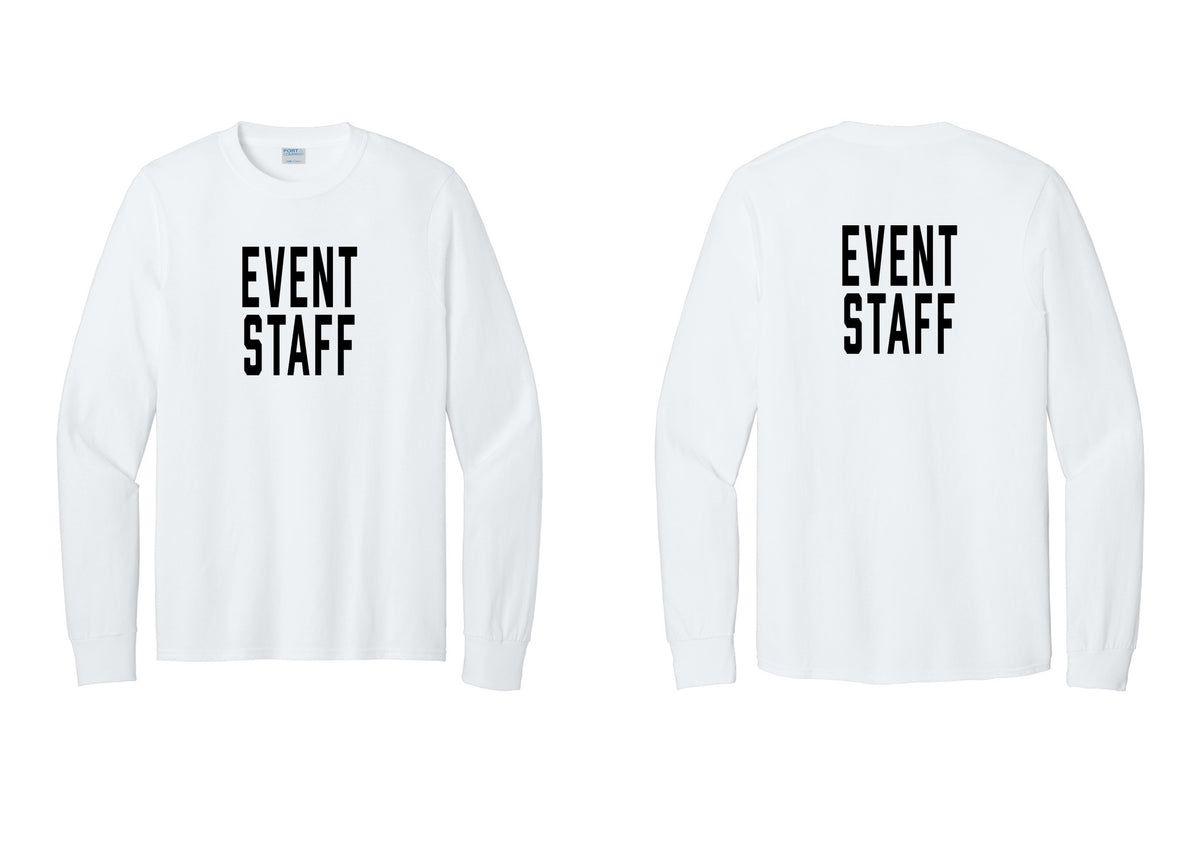NYC Factory Event Staff Cotton Long Sleeve T-Shirt (Classic) - Front + Back - White