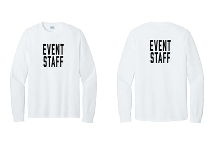 NYC Factory Event Staff Cotton Long Sleeve T-Shirt (Classic) - Front + Back - White
