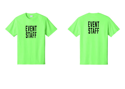 NYC Factory Event Staff T-Shirt, Condensed Lettering - Front + Back - Neon Green