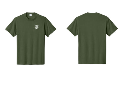NYC Factory Event Staff T-Shirt, Condensed Lettering - Chest Only - Olive