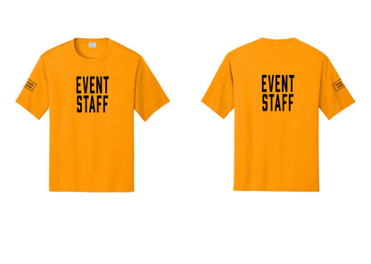 NYC Factory Custom Logo Event Staff Performance T-Shirt (Classic) - Front + Back + Your Logo Sleeve - Gold