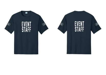 NYC Factory Custom Logo Event Staff Performance T-Shirt (Classic) - Front + Back + Your Logo Sleeves - Navy