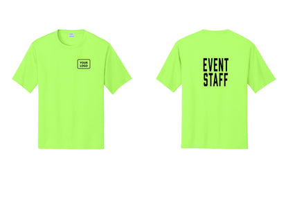NYC Factory Custom Logo Event Staff Performance T-Shirt (Classic) - Your Logo + Back - Neon Green