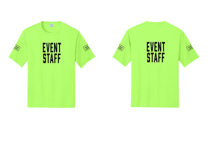 NYC Factory Custom Logo Event Staff Performance T-Shirt (Classic) - Front + Back + Your Logo Sleeves - Neon Green