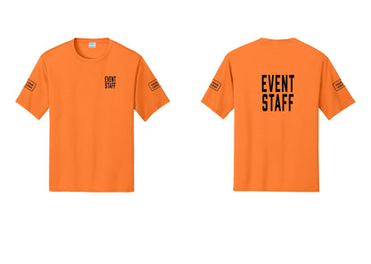 NYC Factory Custom Logo Event Staff Performance T-Shirt (Classic) - Chest + Back + Your Logo Sleeves - Neon Orange