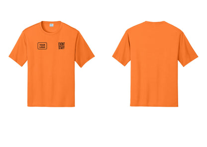NYC Factory Custom Logo Event Staff Performance T-Shirt (Classic) - EVENT STAFF + Your Logo - Neon Orange
