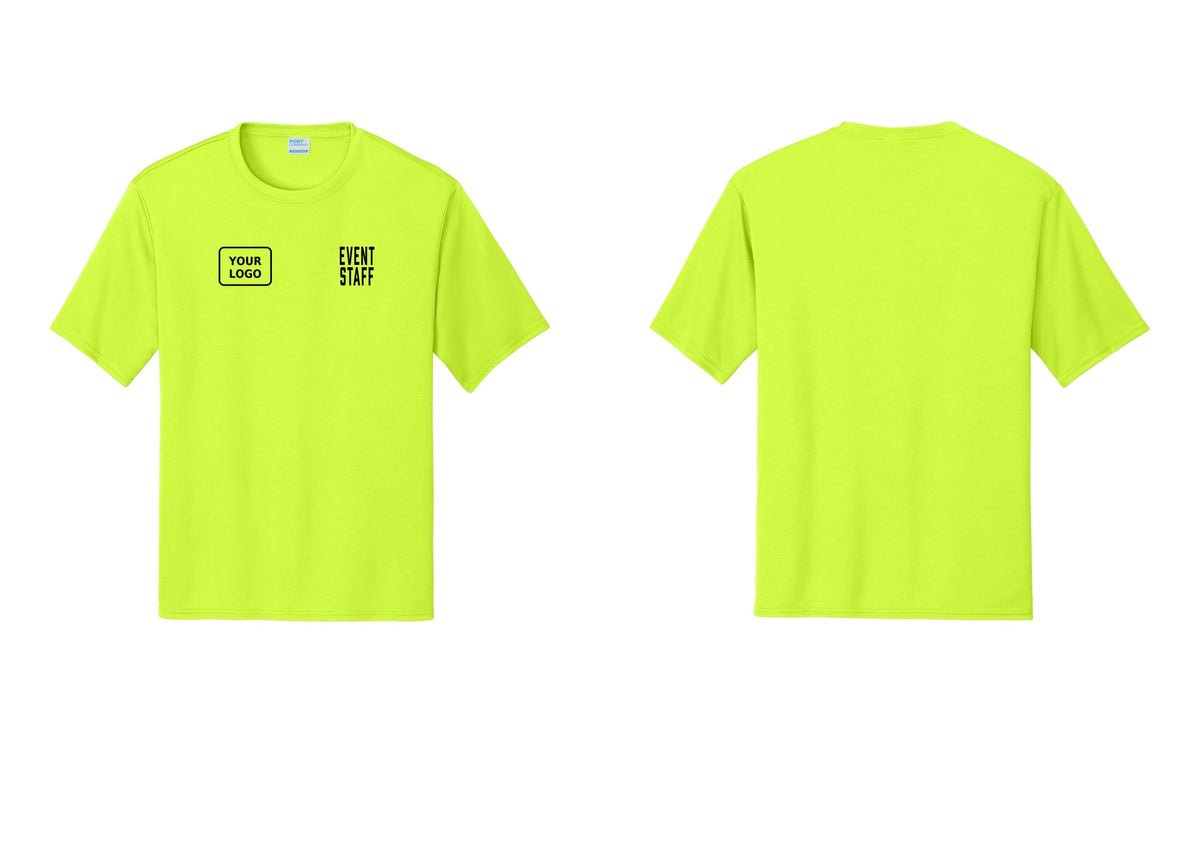 NYC Factory Custom Logo Event Staff Performance T-Shirt (Classic) - EVENT STAFF + Your Logo - Neon Yellow