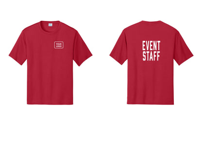 NYC Factory Custom Logo Event Staff Performance T-Shirt (Classic) - Your Logo + Back - Red