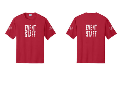 NYC Factory Custom Logo Event Staff Performance T-Shirt (Classic) - Front + Back + Your Logo Sleeves - Red