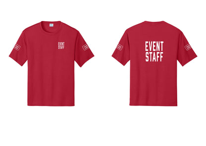 NYC Factory Custom Logo Event Staff Performance T-Shirt (Classic) - Chest + Back + Your Logo Sleeves - Red