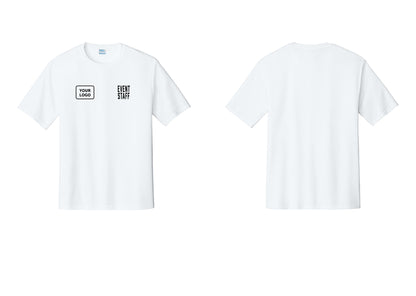 NYC Factory Custom Logo Event Staff Performance T-Shirt (Classic) - EVENT STAFF + Your Logo - White