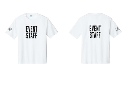 NYC Factory Custom Logo Event Staff Performance T-Shirt (Classic) - Front + Back + Your Logo Sleeve - White