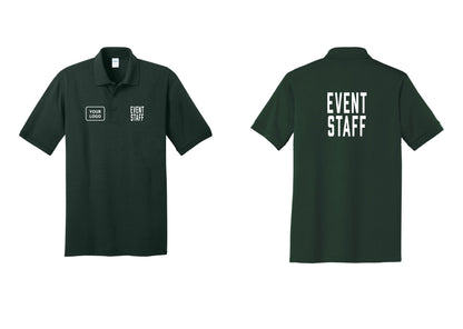 NYC Factory Custom Logo Event Staff Polo Shirt (Classic) - EVENT STAFF + Your Logo + Back - Dark Green