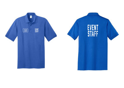 NYC Factory Custom Logo Event Staff Polo Shirt (Classic) - EVENT STAFF + Your Logo + Back - Royal