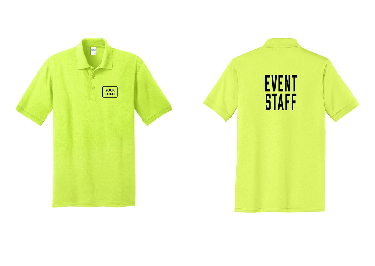 NYC Factory Custom Logo Event Staff Polo Shirt (Classic) - Your Logo + Back - Safety Green