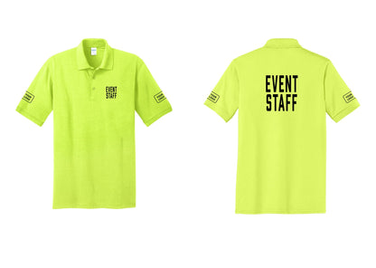 NYC Factory Custom Logo Event Staff Polo Shirt (Classic) - Chest + Back + Your Logo Sleeves - Safety Green