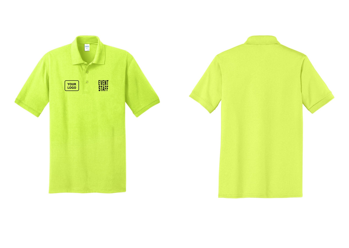 NYC Factory Custom Logo Event Staff Polo Shirt (Classic) - EVENT STAFF + Your Logo - Safety Green
