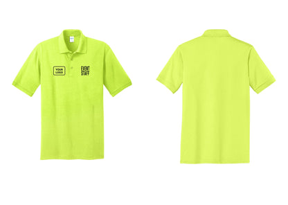 NYC Factory Custom Logo Event Staff Polo Shirt (Classic) - EVENT STAFF + Your Logo - Safety Green