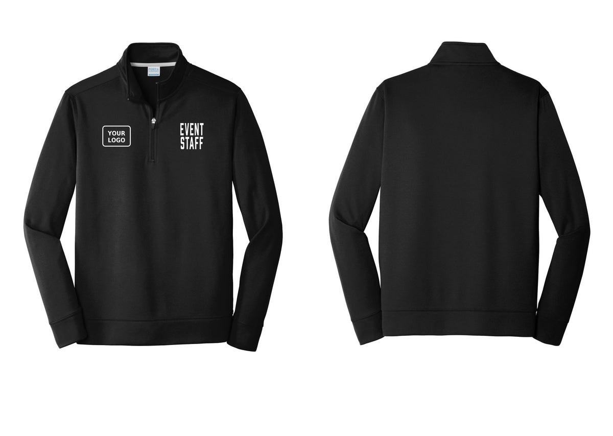 NYC Factory Custom Logo Event Staff Performance Fleece 1/4-Zip Pullover Sweatshirt (Classic) - EVENT STAFF + Your Logo - Black