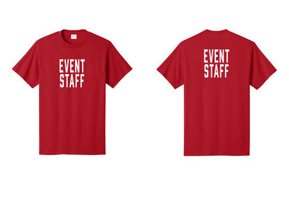 NYC Factory Event Staff T-Shirt, Condensed Lettering - Front + Back - Red
