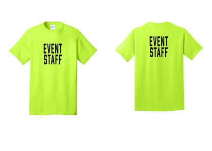 NYC Factory Event Staff T-Shirt, Condensed Lettering - Front + Back - Safety Green