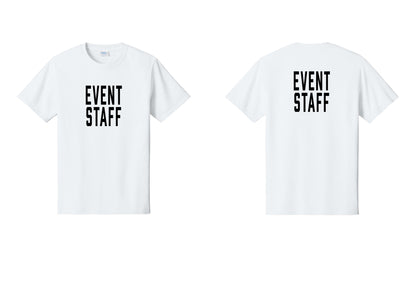 NYC Factory Event Staff T-Shirt, Condensed Lettering - Front + Back - White