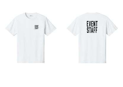 NYC Factory Event Staff T-Shirt, Condensed Lettering - Chest + Back - White