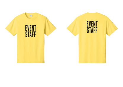 NYC Factory Event Staff T-Shirt, Condensed Lettering - Front + Back - Yellow