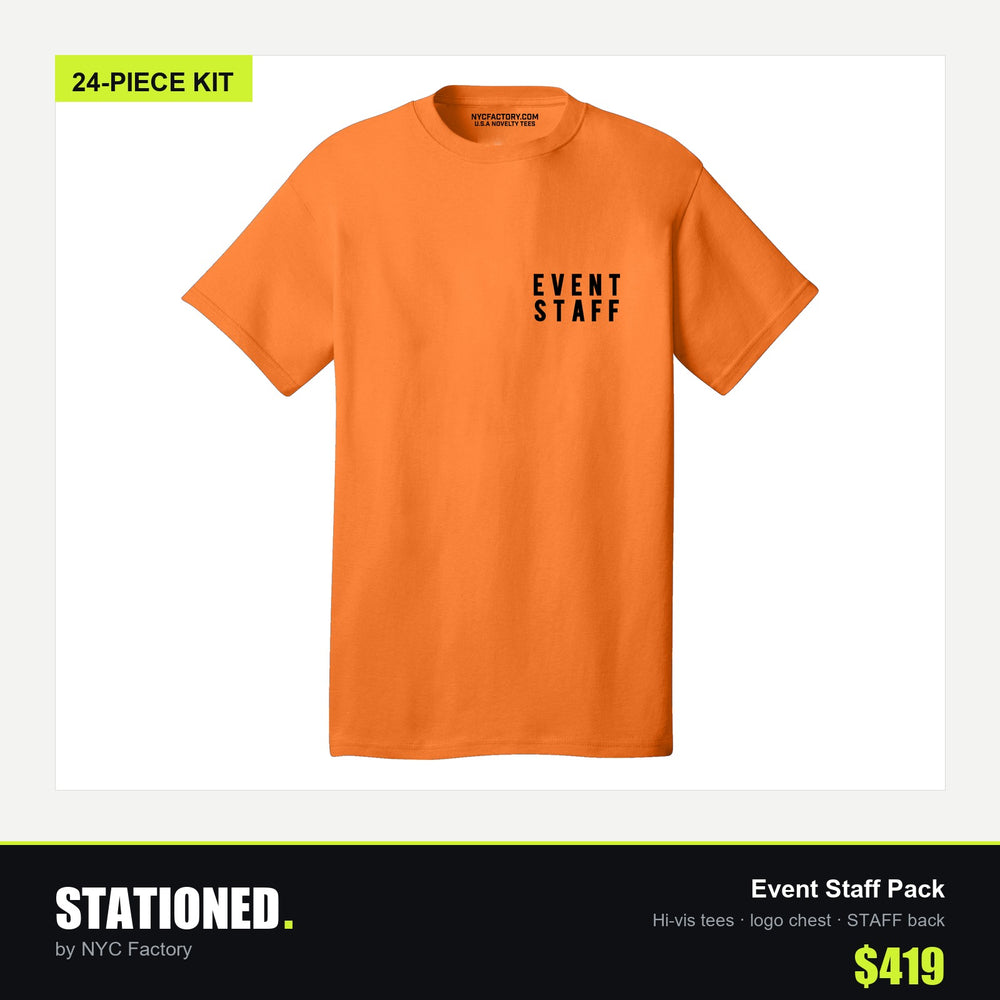 Event Staff Pack — 24 Custom Printed Staff Tees